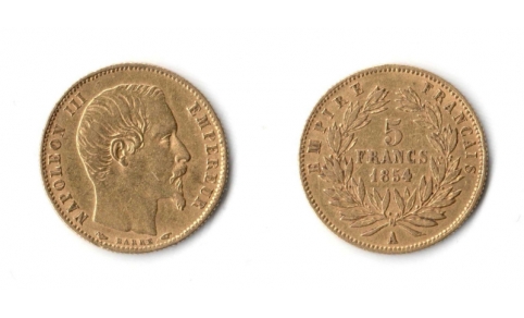 Francia, Napoleone  III 5 Franchi 1854 A BB+